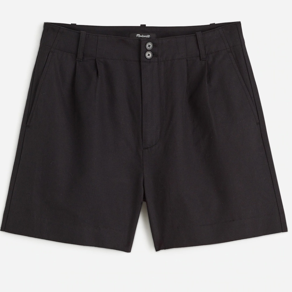 Madewell Drapey Twill Pleated Short, Size 6, Black